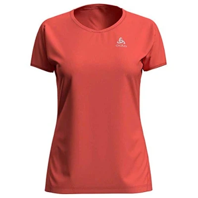Image of Odlo Women&#039;s Crew Neck Fli T Shirt, Hot Coral, XS