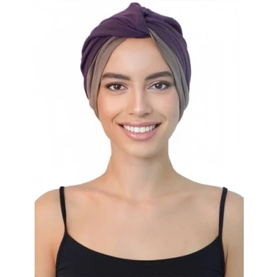 Image of Deresina Headwear Twisted Front Turban for Chemo (Mink Mulberry)