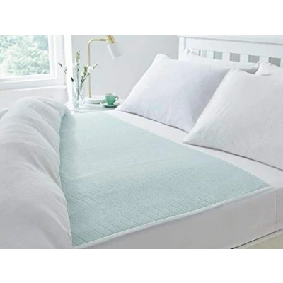 Image of Deluxe Washable and Absorbent Reusable, Double size Bed, Incontinence Pad/Waterproof Mattress Protector with Tucks (Green)