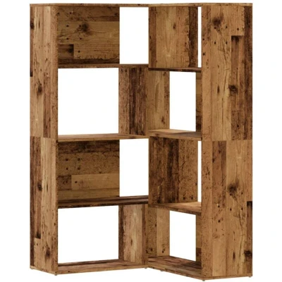 Image of vidaXL Corner Bookcase 4 Tier Old Wood 85x85x140 cm Engineered