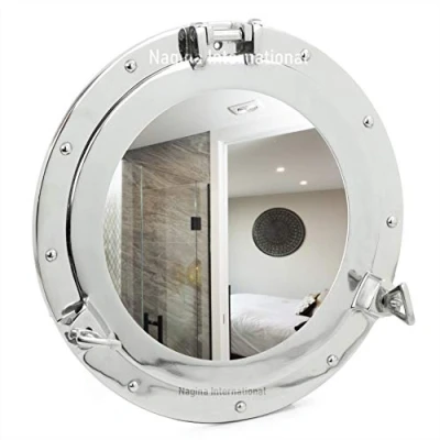 Image of H &amp; Traders Mirror Nickel Plated Aluminium Porthole Diameter 29 cm