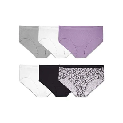 Image of Fruit of the Loom Women&#039;s Fit Multi Pack Underwear Panties, Assorted Cotton Hipster (6 Pack), 9