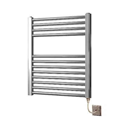 Image of Greened House Electric Chrome Towel Rail 500 wide x 600 high Flat Bathroom Warmer Radiator