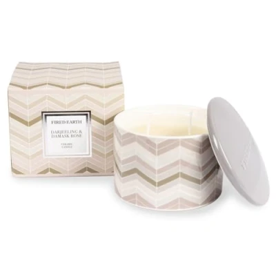 Image of Fired Earth by Wax Lyrical Large Candle Darjeeling &amp; Damask Rose