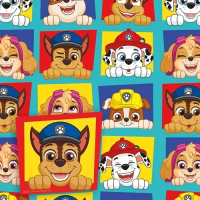 Image of Paw Patrol Wrapping Paper, 2 Sheet Tag Birthday Paper