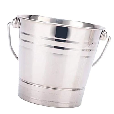 Image of PETSOLA New Stainless Steel Metal Ice Bucket Food Catering Kitchen Chef Wine Tub Silver, 1.5L