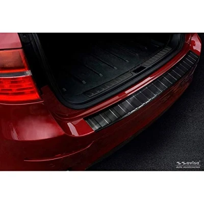 Image of Avisa Black Stainless Steel Rear bumper protector compatible with BMW X6 (E71) 2009 2014