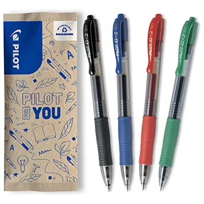 Image of Pilot G207 Retractable Gel Rollerball, Black/Blue/Red/Green, 4 Count (Pack of 1)