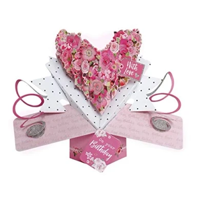 Image of Roses Heart Birthday Pop Up Greeting Card Original Second Nature 3D Cards