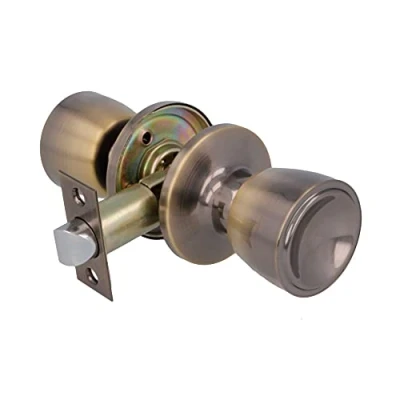 Image of Amig Passage Knob Set of knobs with Handles on Both Sides Ideal for Interior Doors Brass Leather Colour Cup Type Entry Latch 60/70 mm