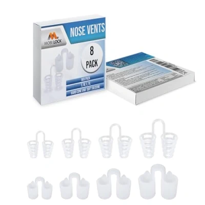 Image of Nose Vent Sinus Relief (Pack of 8 Various Sizes) a Simple Solution for Nasal Snorers Reusable Snoring Device to Enjoy Peaceful Night&#039;s Sleep by Mobi Lock