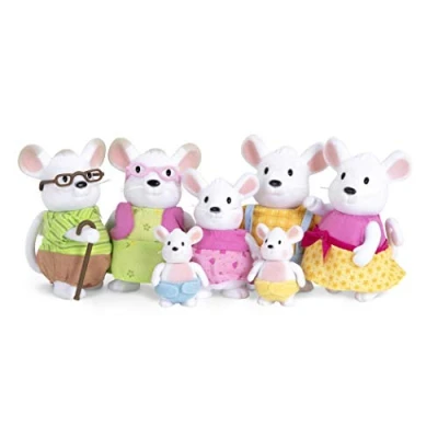 Image of Li&#039;l Woodzeez WZ6710Z Li’l Nibblekin Mouse Family with Grandparents 7pc Set Miniature Figurines Animal Toys and Accessories for Kids Age 3+