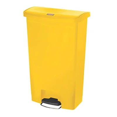 Image of Rubbermaid Commercial Products Slim Jim Step on Resin Front Waste Receptacle Bin 68 Litre Yellow 1883577