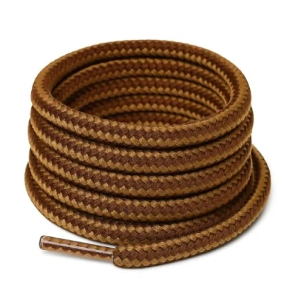 Image of 140cm/55&quot; Light Brown &amp; Dark Round Strong Heavy Duty Hard Wearing Durable Boot Laces Shoelaces for work Boots, Steel Toe Cap Walking Hiking Safety shoes