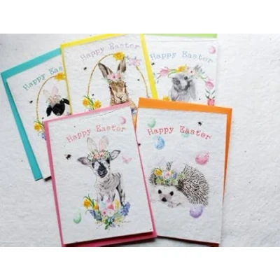 Image of Pack of 5 plantable seed cards for easter Eco friendly made paper
