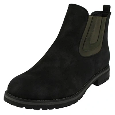 Image of Down To Earth Ladies Flat Chelsea Ankle Boots Black Synthetic UK Size 6 EU 39 US 8