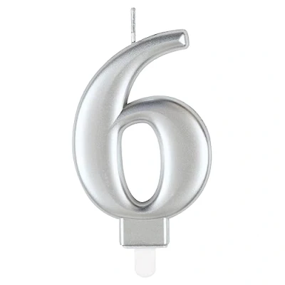 Image of Unique 19596 Birthday Candle 8 cm Metallic Silver Colour 1 Count (Pack of 1)