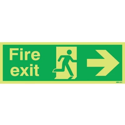Image of Sitesafe Fire Exit Arrow Right Photoluminescent Rigid PVC Sign 450 x 150mm