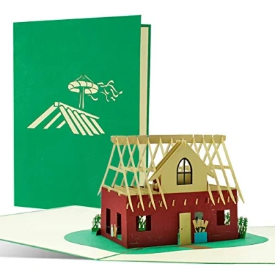 Image of Diese Klappkarten T22 Greetings Card for Building a House, Topping Out Party, Card, Gift Idea or Housewarming Moving Invitation, Voucher Topping,