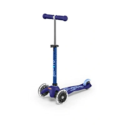 Image of Micro Scooters Mini Deluxe LED Children&#039;s Scooter Handlebar Adjustable Light Up Wheels 2 5yrs Boys &amp; Girls Blue