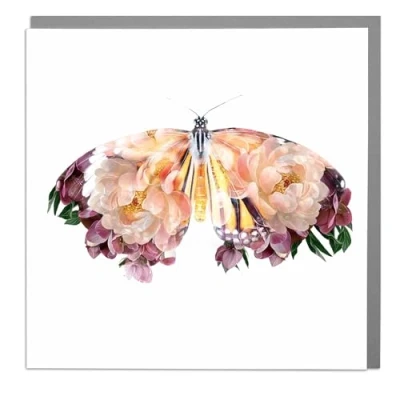Image of Lola Design Wildlife Botanical Greeting Cards Blank and Envelopes Orange Butterfly Card