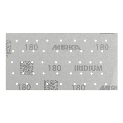 Image of Mirka Iridium Premium Sandpaper 93x180mm Grip 45 Hole, Grit 180, 50 pcs / For sanding paint, putty, primer, wood, steel, mineral materials, plastic.