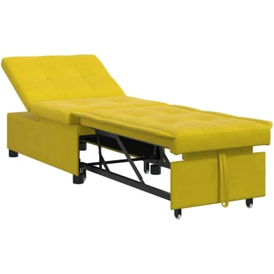 Image of vidaXL Sofa Bed 3 in 1 Pull Out Design yellow Velvet