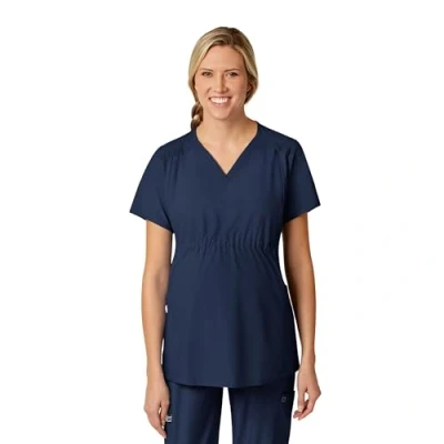 Image of WonderWink Women&#039;s Maternity V Neck Top Medical Scrubs, Navy, M