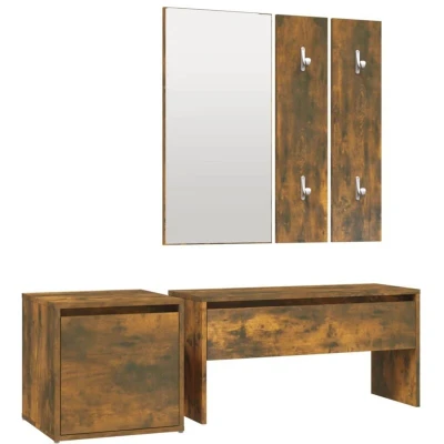 Image of vidaXL Hallway Furniture Set Smoked Oak Engineered Wood