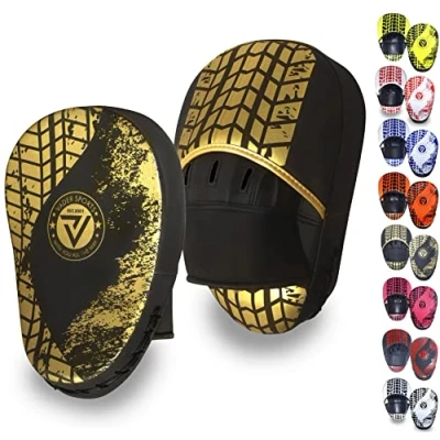 Image of VADER Boxing Pads Curved Hook and Jab Focus Mitts Kickboxing Punching Target Pad for MMA Muay Thai Martial Arts Training Coaching (Gold/Black)