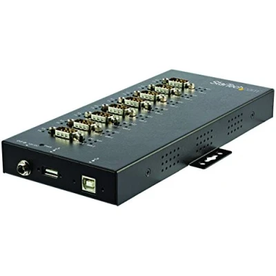 Image of StarTech.com 8 Port Serial Hub USB to RS232/RS485/RS422 Adapter 2.0 DB9 Converter IP30 Rated Din Rail Mountable Metal 15kV ESD Protection (ICUSB234858I)