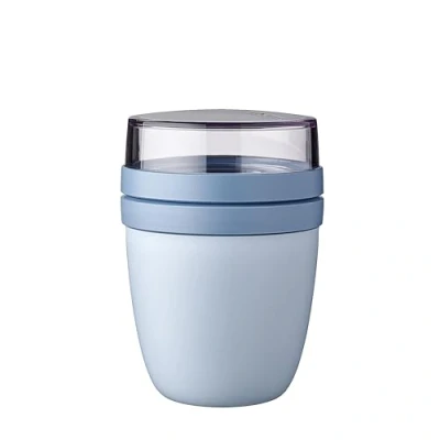 Image of Mepal Overnight Oats jar Practical Yoghurt Cup &amp; Muesli Separate Compartments for Suitable Freezer, Microwave Dishwasher 500 ml + 200 Nordic Blue