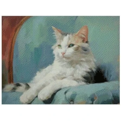 Image of Cats on Sofa (8),on Blue Sofa,Counted Cross Stitch Kits, 14ct 180x135 Stitch,31x24cm Cotton Counted Kits