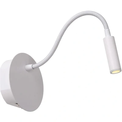Image of Lucide LED battery wall spotlight Jolijn, white, flexible arm, Ø 11 cm, magnet