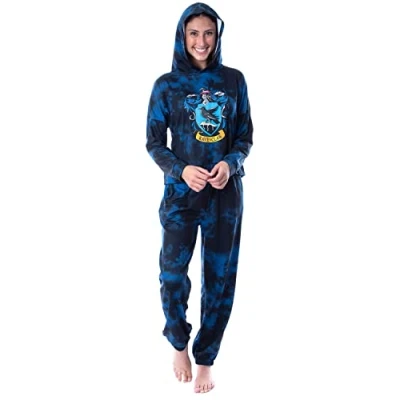 Image of INTIMO Harry Potter Womens&#039; Hogwarts Houses Tie Dye Hooded Jogger Set Ravenclaw (XX Large)