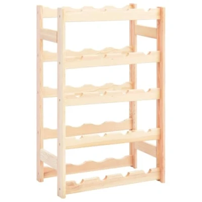 Image of vidaXL Solid Pinewood Wine Rack Storage for 20 Bottles, Easy Assembly, Natural Beige, Rustic Design Dining Room, Kitchen