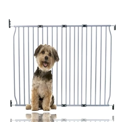 Image of Bettacare Eco Screw Fit Pet Gate, Grey, 130cm 140cm, Fitted Dog Safety Gate for Puppy