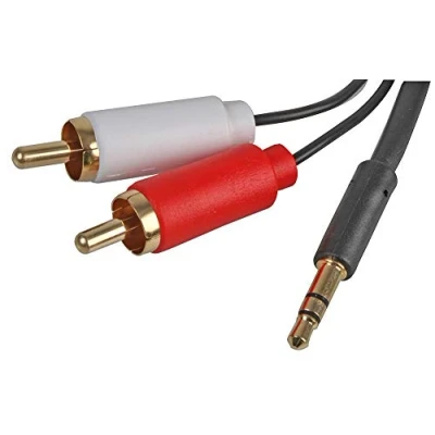 Image of Pro Signal PSG3149 0.5M Slim 3.5mm Stereo Plug to 2x Phono (RCA) Lead, 0.5m, Black