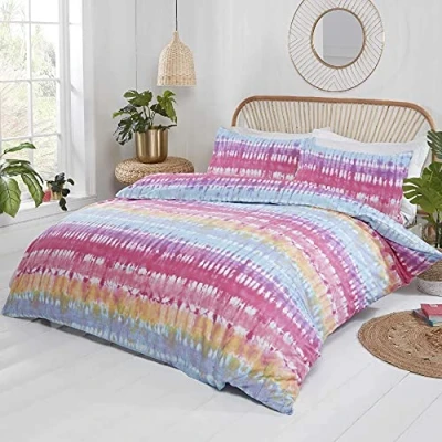 Image of Rapport Home Tie Dye Duvet Cover Set, Polycotton, Multicolour, King