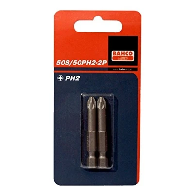 Image of Bahco 59S/50PH2 2P PH2 Bits for Philips Head Screws, Multi Colour, 50 mm, Set of 2 Pieces