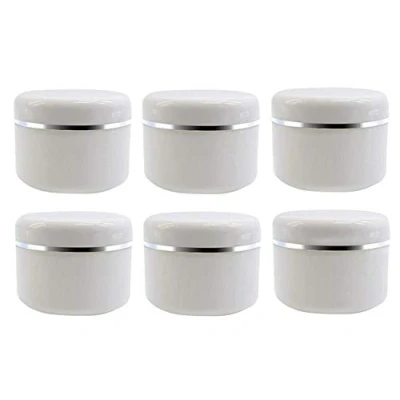 Image of 6PCS White Plastic Jar with Dome Lid 8 Oz (250g) Portable Refillable Cosmetic Makeup Face Cream Lotion Lip Balm Storage Container Bottle Pot Case