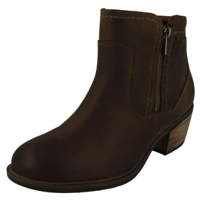 Image of Clarks Ladies Waterproof Ankle Boots Neva Zip WP Taupe Leather UK Size 5E EU 38 US 7.5W