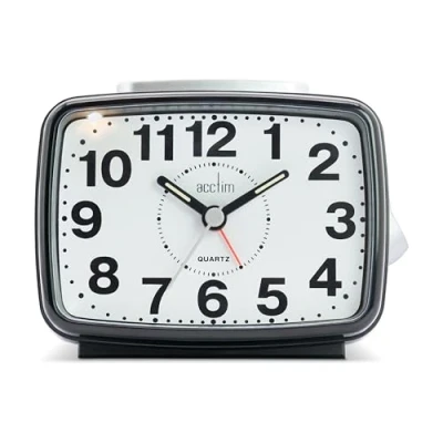 Image of Acctim Titan 2 Alarm Clock with Sweeping Hand Snooze &amp; Light Black