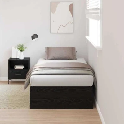 Image of vidaXL Storage Bed Frame Black Oak 80x200 cm