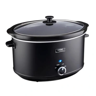 Image of Cooks Professional Slow Cooker Cookers with Glass Lid &amp; 2 Heat Settings Including Keep Warm Function One Pot for Large Family 8 Litres