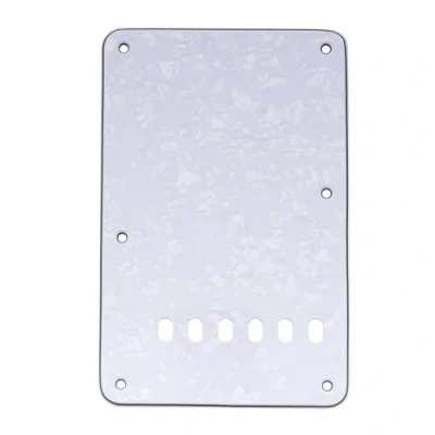 Image of Musiclily Vintage Style Strat Tremolo Backplate for Fender USA/Mexican Made Standard Stratocaster Modern Guitar,4Ply White Pearl