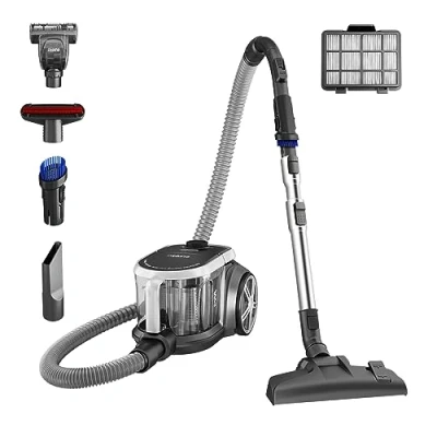 Image of EUREKA Bagless NEN180, Canister Vacuum Cleaner, Lightweight Vac for Carpets and Hard Floors, Silver with Black
