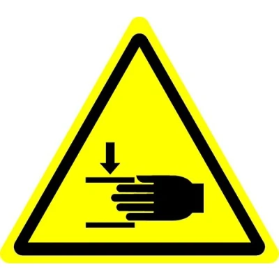Image of ISO Safety Label Sign International Warning Crushing of hands Symbol Self adhesive sticker 50mm Diameter