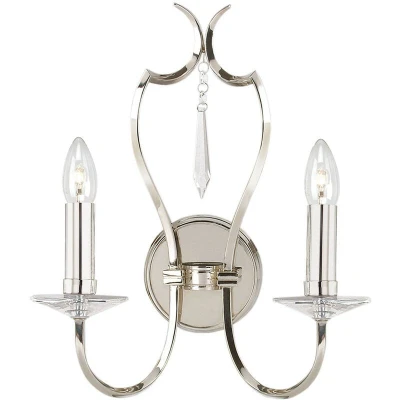 Image of Pimlico 2 Light Indoor Candle Wall Polished Nickel, E14