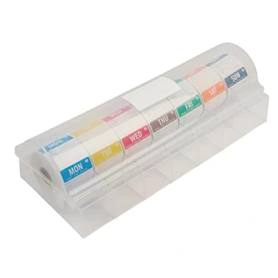 Image of Hygiplas Removable Colour Coded Food Labels with 2 inch Dispenser, Clear Dispenser &amp; Multi Coloured Labels, Leave No Residue, S811